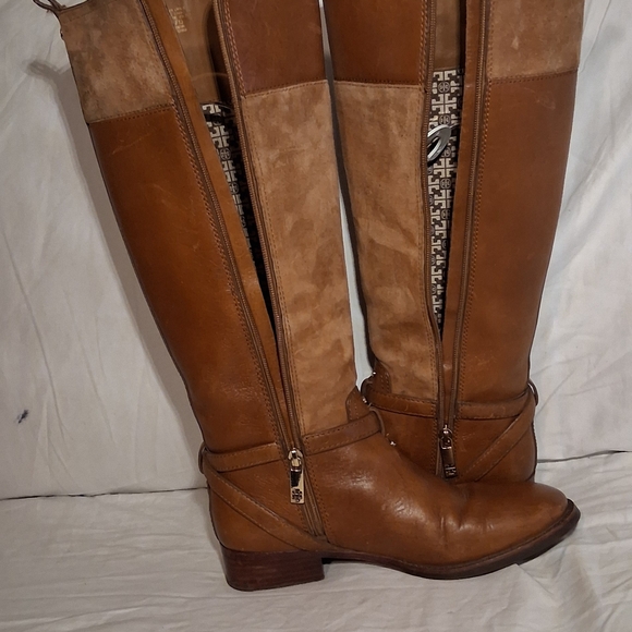 Tory Burch Lizzie Tan Leather Riding Tall Boots Size 8M - Picture 8 of 16